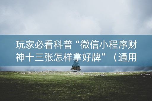 玩家必看科普“微信小程序财神十三张怎样拿好牌”（通用挂软件多少钱)
