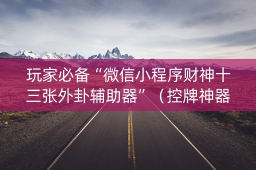 玩家必备“微信小程序财神十三张外卦辅助器”（控牌神器)