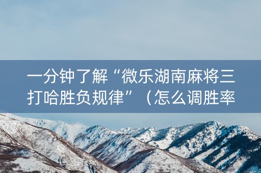 一分钟了解“微乐湖南麻将三打哈胜负规律”（怎么调胜率)