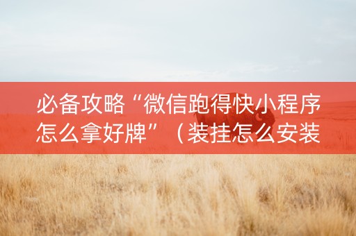 必备攻略“微信跑得快小程序怎么拿好牌”（装挂怎么安装)