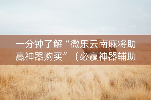一分钟了解“微乐云南麻将助赢神器购买”（必赢神器辅助器)