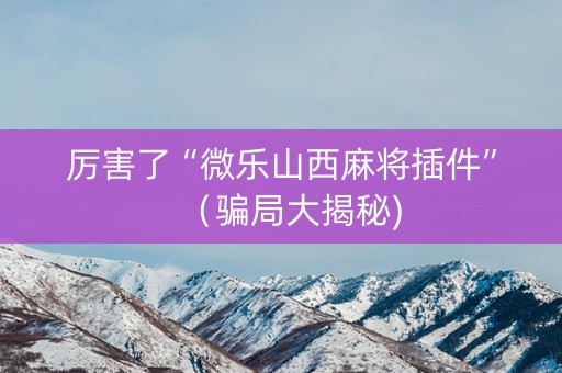 厉害了“微乐山西麻将插件”（骗局大揭秘)