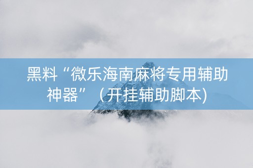 黑料“微乐海南麻将专用辅助神器”（开挂辅助脚本)