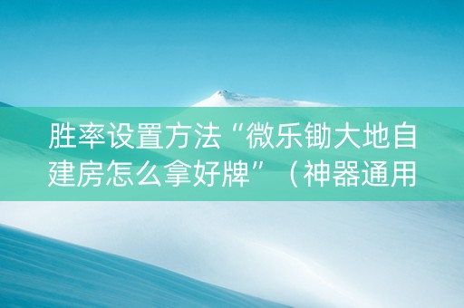 胜率设置方法“微乐锄大地自建房怎么拿好牌”（神器通用版)