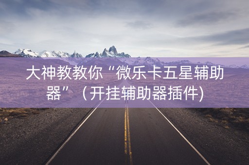 大神教教你“微乐卡五星辅助器”（开挂辅助器插件)