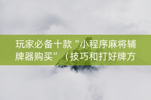 玩家必备十款“小程序麻将辅牌器购买”（技巧和打好牌方法)