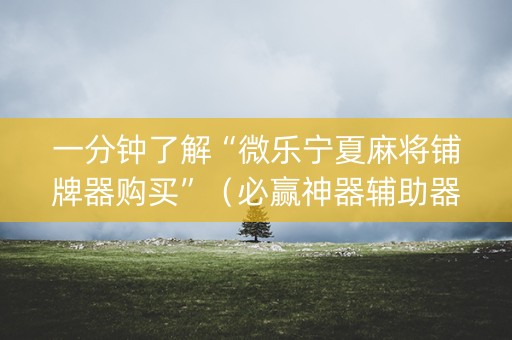 一分钟了解“微乐宁夏麻将铺牌器购买”（必赢神器辅助器)
