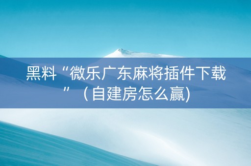 黑料“微乐广东麻将插件下载”（自建房怎么赢)