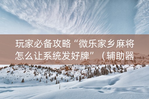 玩家必备攻略“微乐家乡麻将怎么让系统发好牌”（辅助器插件)