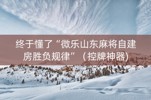 终于懂了“微乐山东麻将自建房胜负规律”（控牌神器)