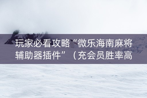 玩家必看攻略“微乐海南麻将辅助器插件”（充会员胜率高)