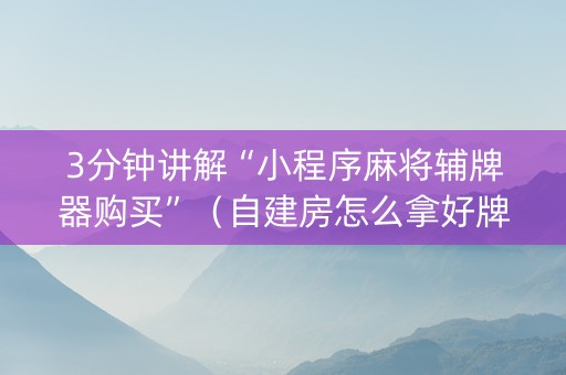 3分钟讲解“小程序麻将辅牌器购买”（自建房怎么拿好牌)