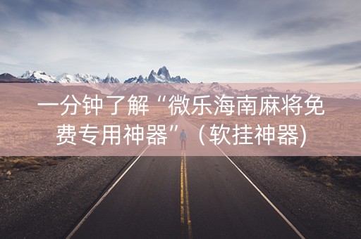 一分钟了解“微乐海南麻将免费专用神器”（软挂神器)