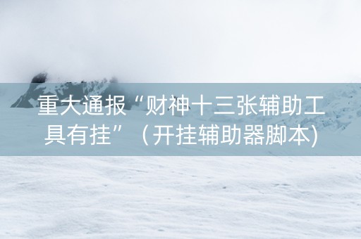 重大通报“财神十三张辅助工具有挂”（开挂辅助器脚本)