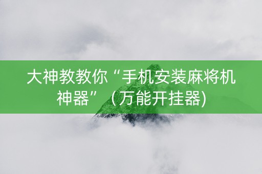大神教教你“手机安装麻将机神器”（万能开挂器)