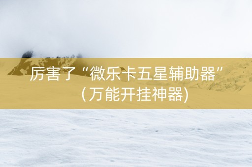 厉害了“微乐卡五星辅助器”（万能开挂神器)