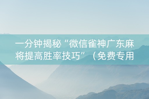 一分钟揭秘“微信雀神广东麻将提高胜率技巧”（免费专用神器)