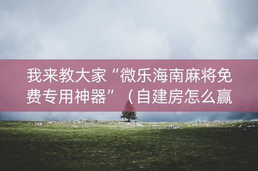 我来教大家“微乐海南麻将免费专用神器”（自建房怎么赢)