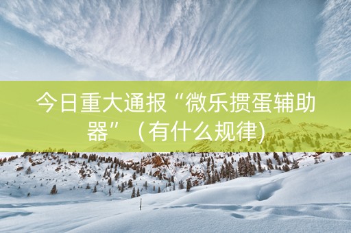 今日重大通报“微乐掼蛋辅助器”（有什么规律)