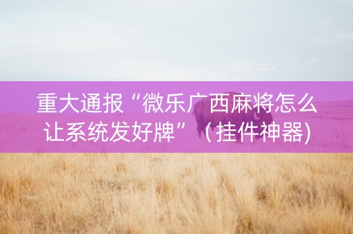 重大通报“微乐广西麻将怎么让系统发好牌”（挂件神器)