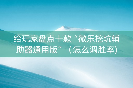 给玩家盘点十款“微乐挖坑辅助器通用版”（怎么调胜率)