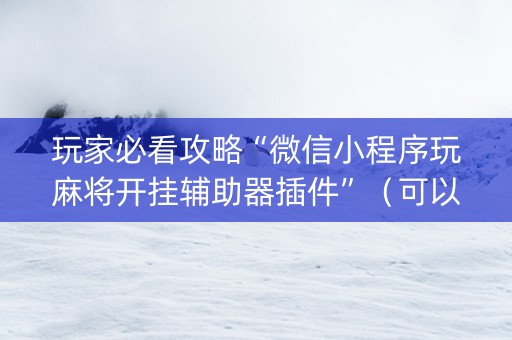 玩家必看攻略“微信小程序玩麻将开挂辅助器插件”（可以设置输赢吗)