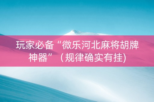 玩家必备“微乐河北麻将胡牌神器”（规律确实有挂)