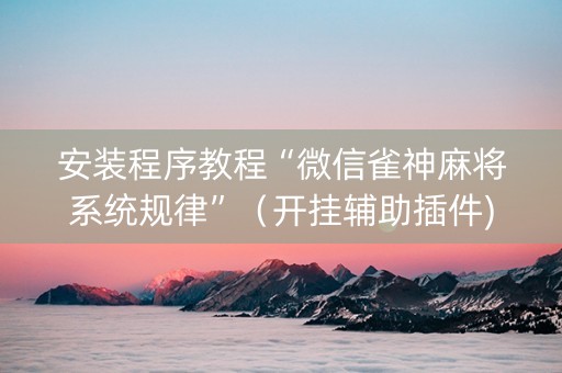 安装程序教程“微信雀神麻将系统规律”（开挂辅助插件)
