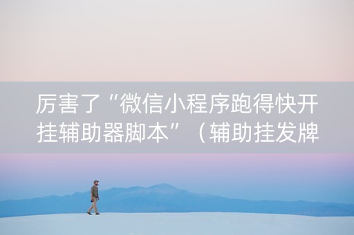 厉害了“微信小程序跑得快开挂辅助器脚本”（辅助挂发牌规律)