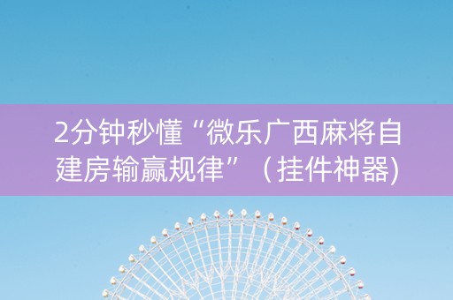 2分钟秒懂“微乐广西麻将自建房输赢规律”（挂件神器)