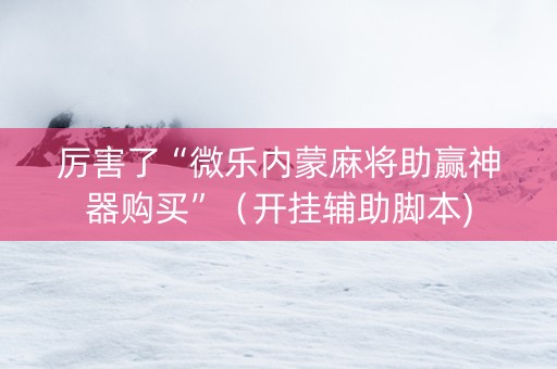 厉害了“微乐内蒙麻将助赢神器购买”（开挂辅助脚本)