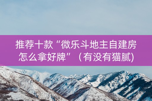 推荐十款“微乐斗地主自建房怎么拿好牌”（有没有猫腻)