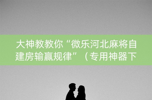 大神教教你“微乐河北麻将自建房输赢规律”（专用神器下载)