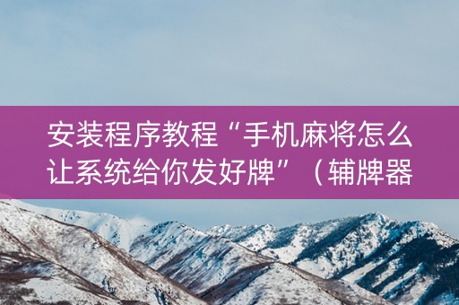 安装程序教程“手机麻将怎么让系统给你发好牌”（辅牌器插件购买)
