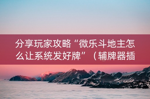 分享玩家攻略“微乐斗地主怎么让系统发好牌”（辅牌器插件购买)