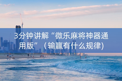3分钟讲解“微乐麻将神器通用版”（输赢有什么规律)