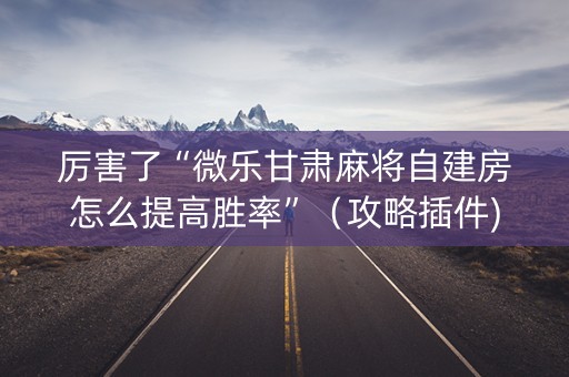厉害了“微乐甘肃麻将自建房怎么提高胜率”（攻略插件)