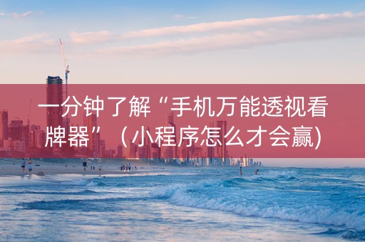 一分钟了解“手机万能透视看牌器”（小程序怎么才会赢)