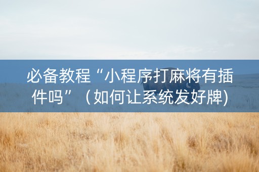 必备教程“小程序打麻将有插件吗”（如何让系统发好牌)
