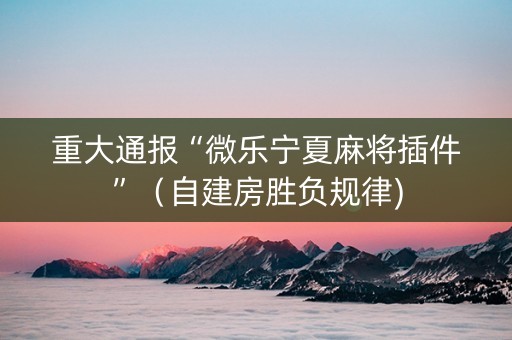 重大通报“微乐宁夏麻将插件”（自建房胜负规律)