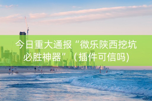 今日重大通报“微乐陕西挖坑必胜神器”（插件可信吗)