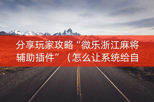 分享玩家攻略“微乐浙江麻将辅助插件”（怎么让系统给自己好牌)