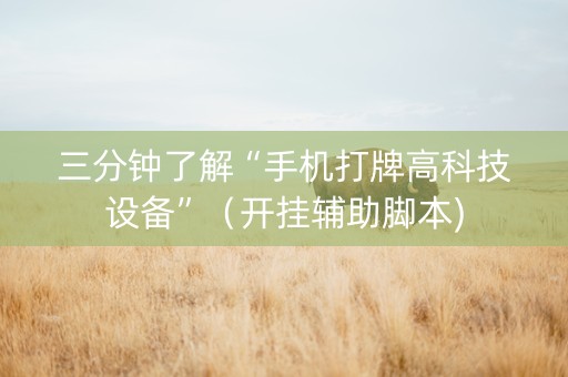 三分钟了解“手机打牌高科技设备”（开挂辅助脚本)