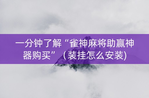 一分钟了解“雀神麻将助赢神器购买”（装挂怎么安装)