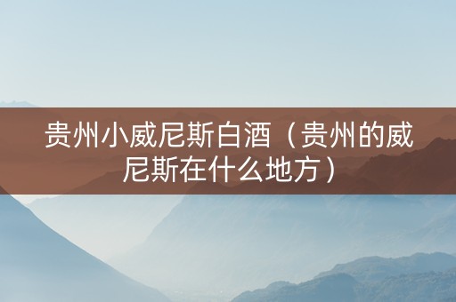 贵州小威尼斯白酒（贵州的威尼斯在什么地方）