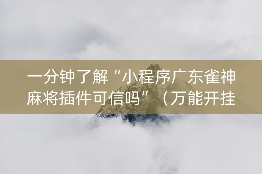 一分钟了解“小程序广东雀神麻将插件可信吗”（万能开挂器)