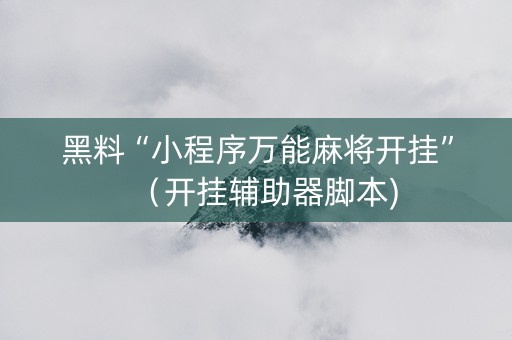 黑料“小程序万能麻将开挂”（开挂辅助器脚本)