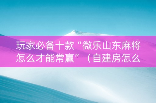 玩家必备十款“微乐山东麻将怎么才能常赢”（自建房怎么赢)