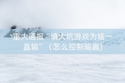 重大通报“填大坑游戏为啥一直输”（怎么控制输赢)