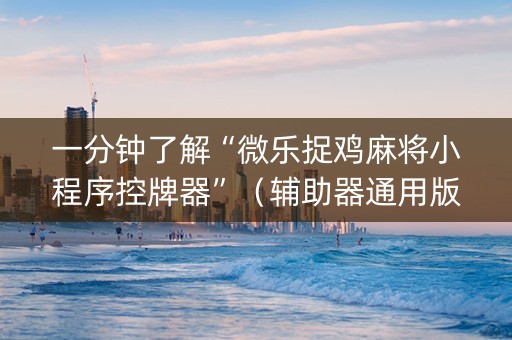 一分钟了解“微乐捉鸡麻将小程序控牌器”（辅助器通用版)